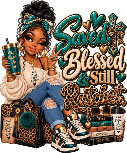 Saved, Blessed & Still Ratchet — DTF Transfer