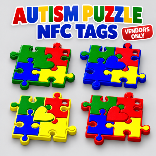 Refreshed product cover for VENDORS ONLY - Scannable Emergency Contact Autism Puzzle NFC Tags