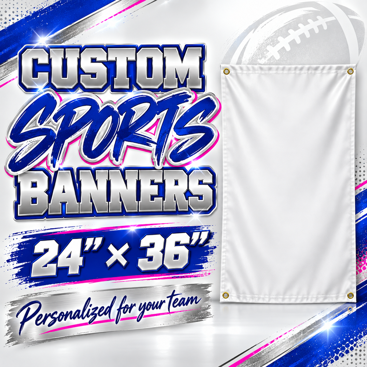 Refreshed product cover for 🏈 24" x 36" Custom Sports Banners — Perfect for Your Customers!