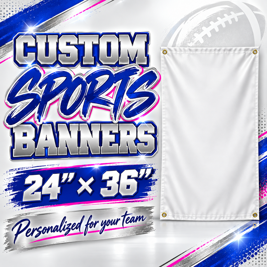 Refreshed product cover for 🏈 24" x 36" Custom Sports Banners — Perfect for Your Customers!