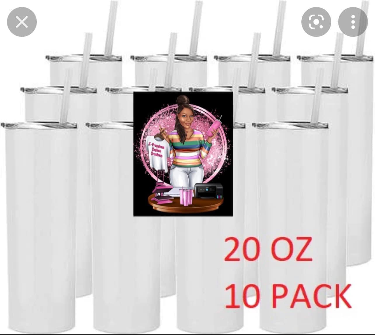 10-Pack 20oz Blank Customizable Straight Skinny Sublimation Tumbler –  X-Pressions CCS